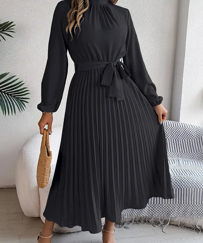 Damen Chice Falten-Midikleid mit Gürtel-Taillenbund