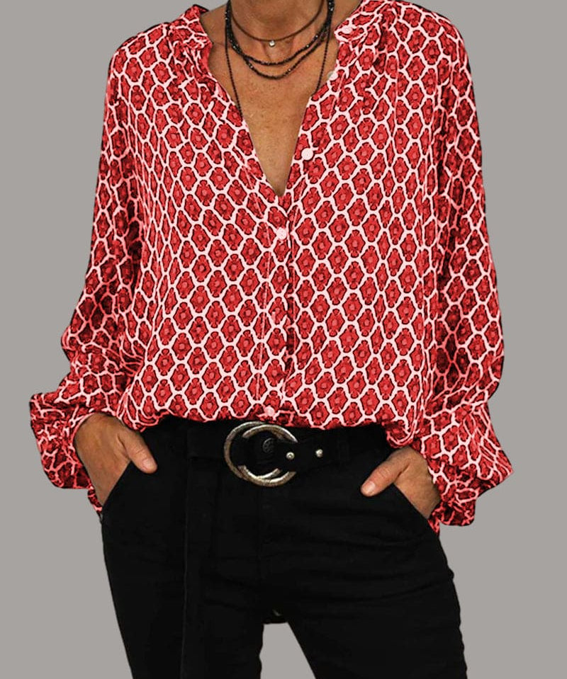 Stilvolle Damenbluse mit eleganter V-Ausschnitt-Design