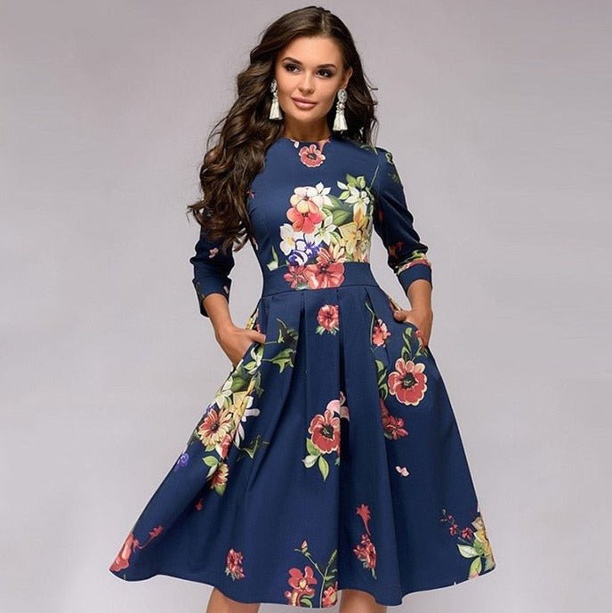 Elegantes Retro-Kleid in mittellanger Ausführung für stilvolle Auftritte