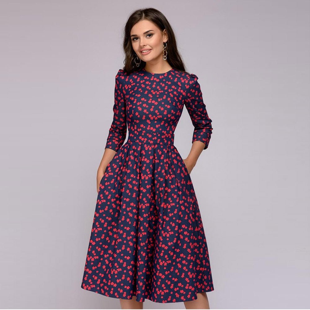Elegantes Retro-Kleid in mittellanger Ausführung für stilvolle Auftritte