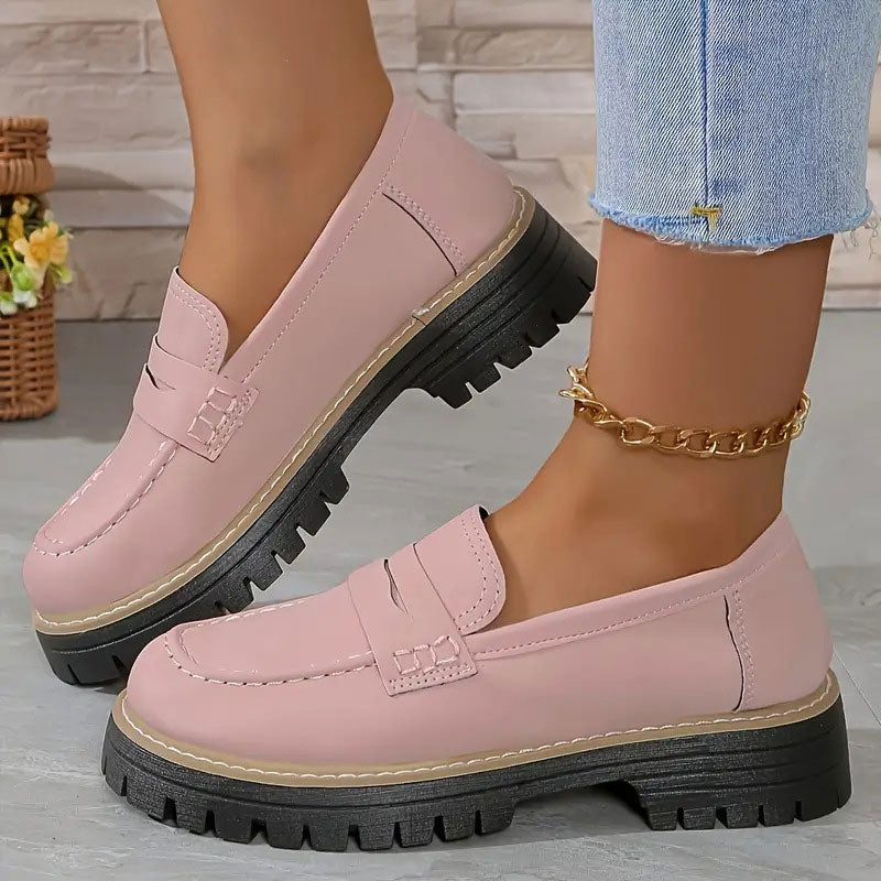 Bequeme Damen Wildleder-Loafers mit klobiger Sohle