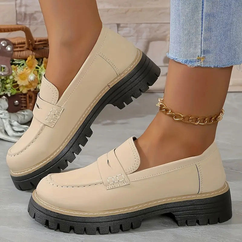 Bequeme Damen Wildleder-Loafers mit klobiger Sohle